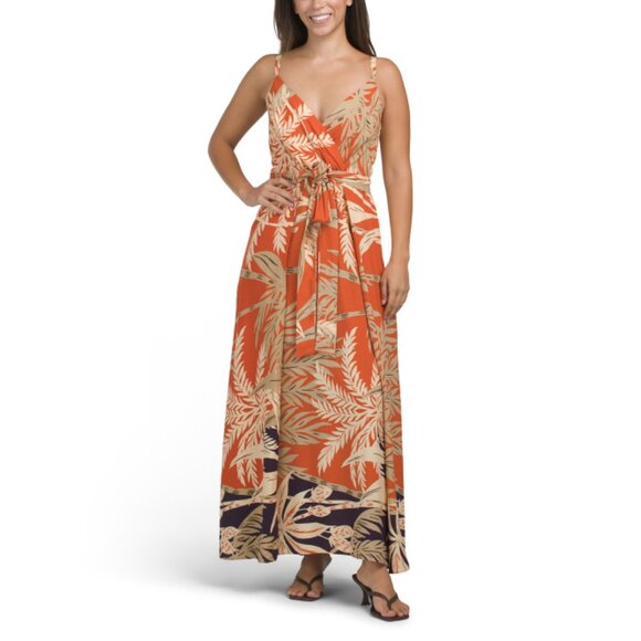 MSK Cafe Tropical Printed Maxi Dress With Belt - Picture 1 of 2